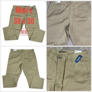 Men's Old Navy 38 x 30 Pants Chino Khakis Khaki Tan Slim Fit Classic Cotton NWT